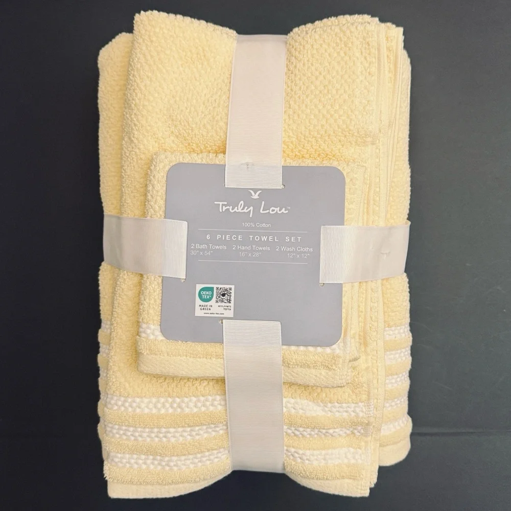 6pc TRULY LOU 100% Cotton Bath Towel Set - DAFFOFIL20 - Towel Bundle